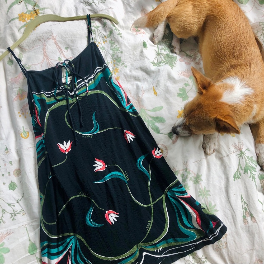 Billabong Night in Mini Dress, tie-front tropical